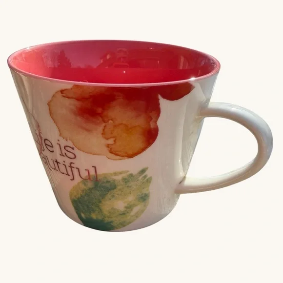 Heartfelt Life Is Beautiful Floral Ceramic 10 Oz Coffee Tea Hot Chocolate Mug - Picture 2 of 6